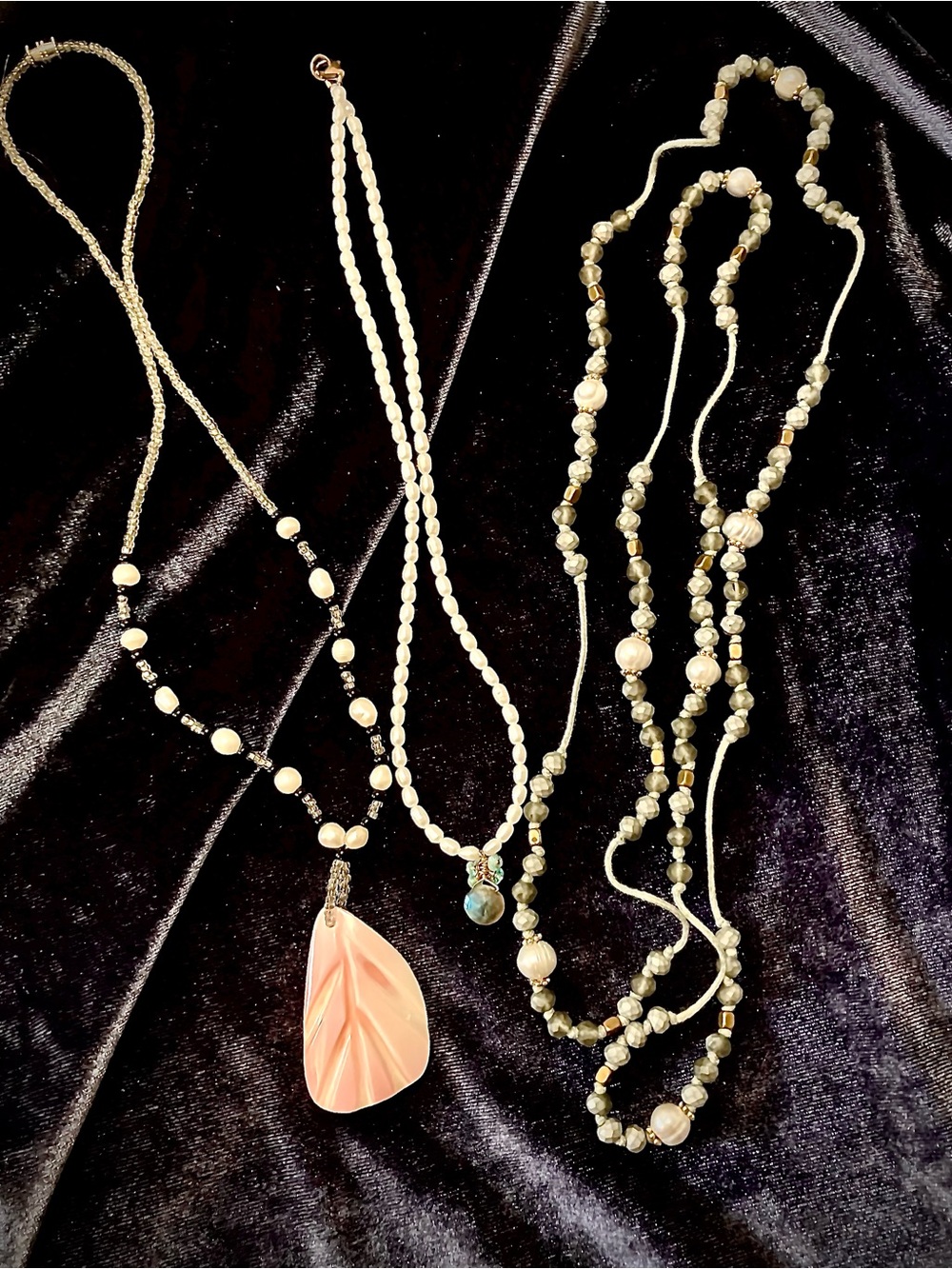 Natural Freshwater/Potato Pearl Necklaces 
3 Beautiful Preowned Condition Artisa
